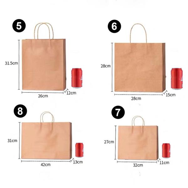 SGS Flexo Printed Brown Kraft Carrying Shopping Bags With Handles