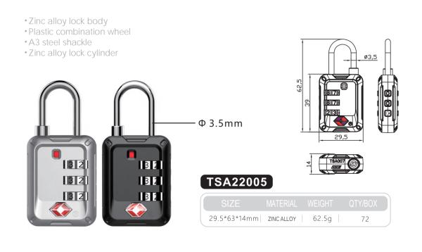 Rarlux TSA Padlock 3 Digital Password Anti-Theft Zinc Alloy Luggage Suitcase Combination Padlock