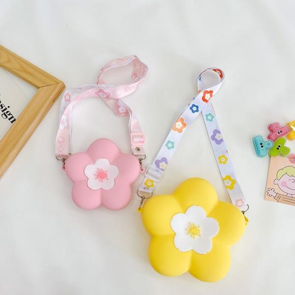 Parent-Child Messenger Bag Silicone Flower Kids Crossbody Bag Makeup Bag Storage Contianer School Office Supplies Gifts