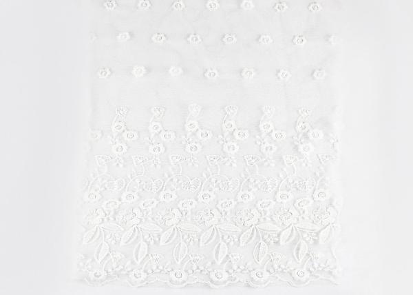 Tela floral branca do laço do bordado da guipura/tela malha nupcial da lantejoula para o vestido de casamento