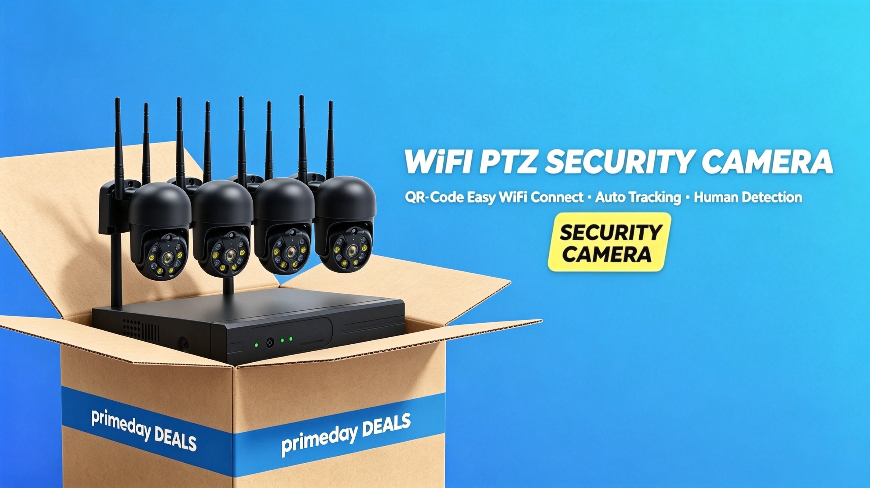 5MP WiFi PTZ Security Camera, 355°×90° Pan Tilt Rotation, AI Auto‑Tracking, Custom Alarm Voice, Two‑Way Audio, IP66 Waterproof, IR Full‑Color Night Vision, App Alert Push