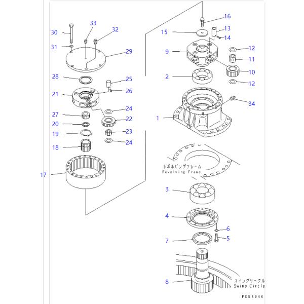 20Y-26-22131 20Y-26-22130 engrenage KOMATSU pièces détachées pour excavatrice pour PC200-6Z