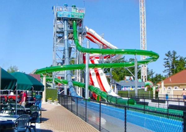 High Speed Spiral Water Slide Galvanized Steel Support Fiberglass Flume
