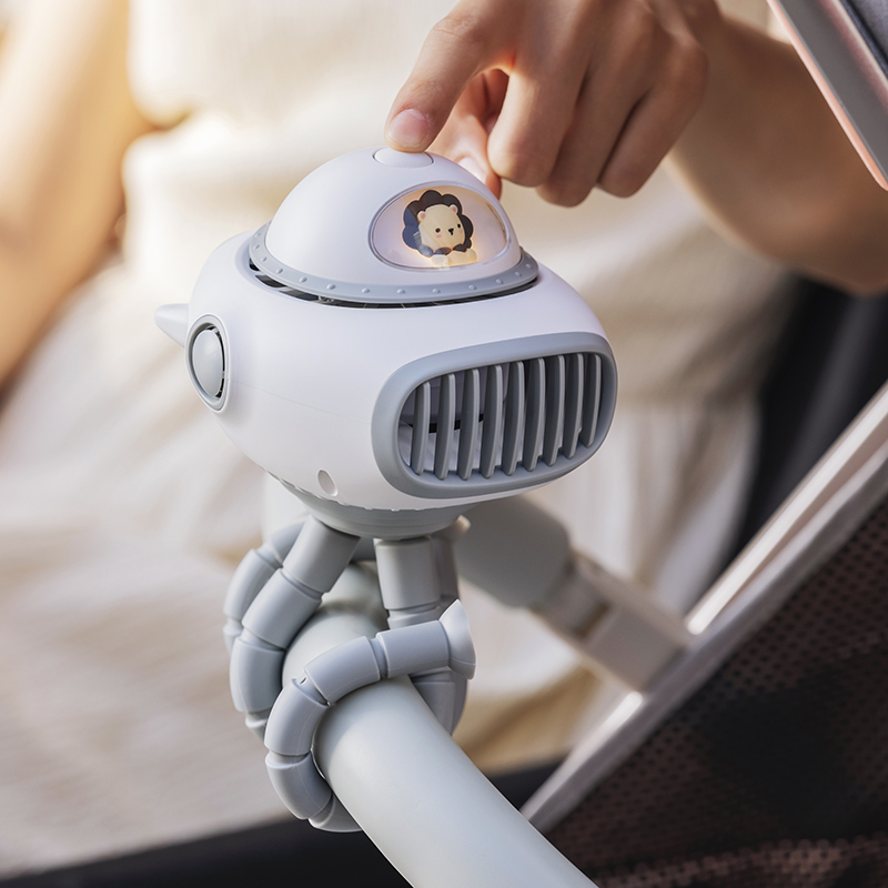 Safe Design Auto Rotate 120 Degrees Rechargeadle Multifunction Table Baby Portable Oscillating Stroller Fan With Flexible Tripod