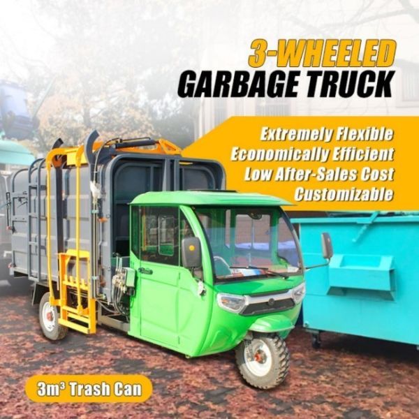 3-WHEELDE Organic Pure Electric Swill Kitchen Food Garbage Waste Collection Vehicle Truck
