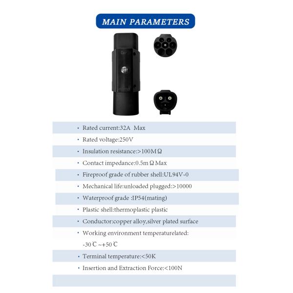 GBT Interface Standard Black 7kw Tesla EV Charging Adapter NACS to Car Connector Socket Switch 32A Output Current EV Charger