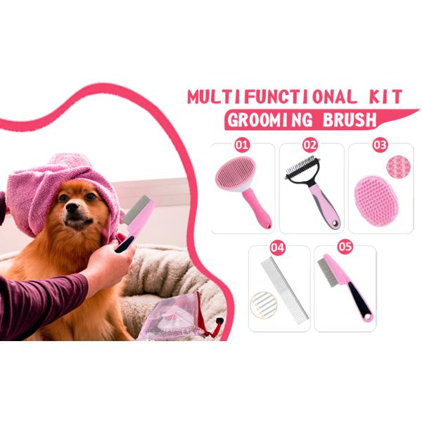 Dog Brush Grooming Kit 5 In 1 Shedding - Dog Grooming Dog Brush for Shedding Haired Dogs, Deshedder Brush for Dogs