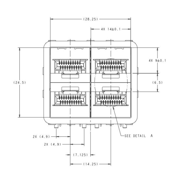 La jaula de TE 2198325-2 zSFP+ 2x2 con el conector integrado 32 Gb/s incluyó Lightpipe