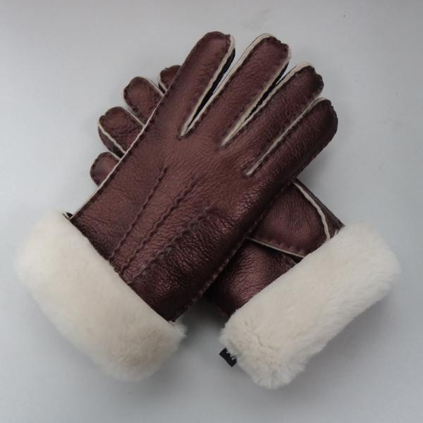 Hand Sewing Women Double Face Shearling Sheepskin Gloves