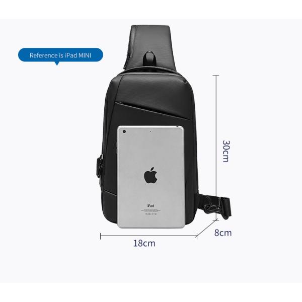 Black Gray 5L Shoulder Crossbody Mens Chest Sling Bag 0.53KG