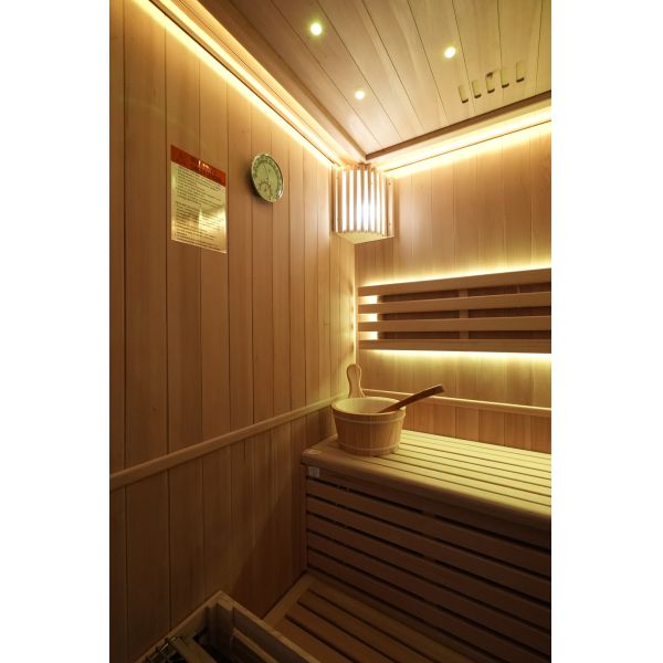 Outdoor Spruce and Red Cedar Shaped Sauna Room