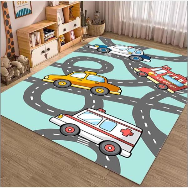 Детский ковер для детской игровой комнаты Мультфильм Автомобиль Трафик Рельсовые ковры для пола гостиной,