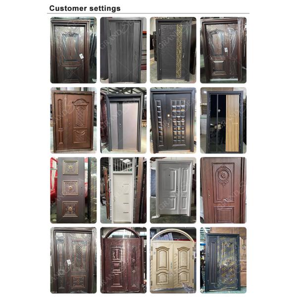 Modern Design Wooden Grain Anti-theft Door Villa Multi Lock Point Front Safety Steel Door Exterior Security Door