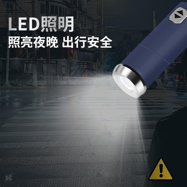 Custom Logo Printed LED Flashlight Umbrella Double Ribs and Anti-UV Windproof Design