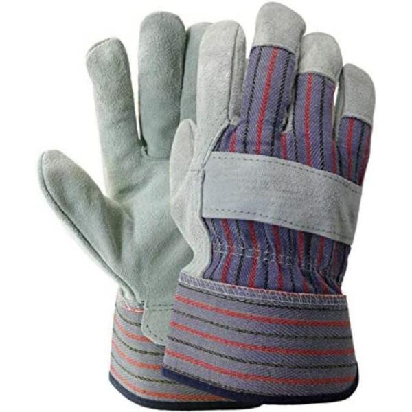 Hand Leather Gloves with Great Grip Puncture Resistant and Rubberized Safety Cuff for Safety Work
