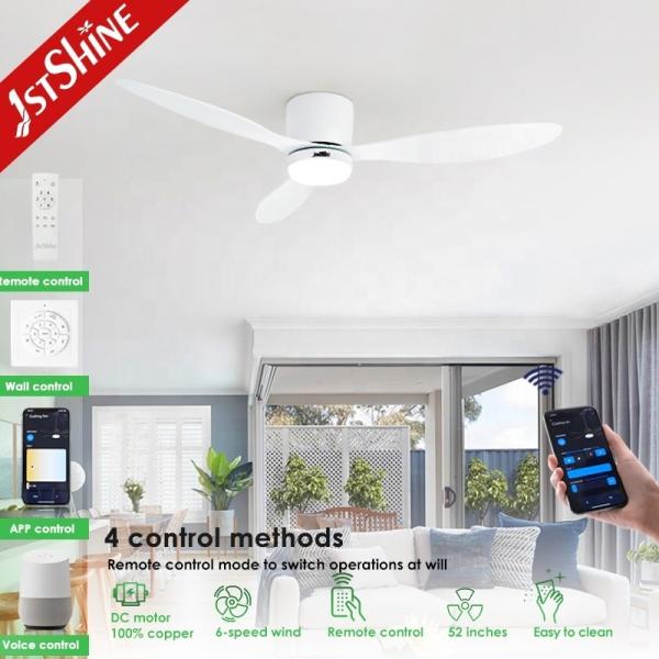 Ventilador de teto ajustável com controle remoto com luz LED de 3 cores e design de montagem de flush