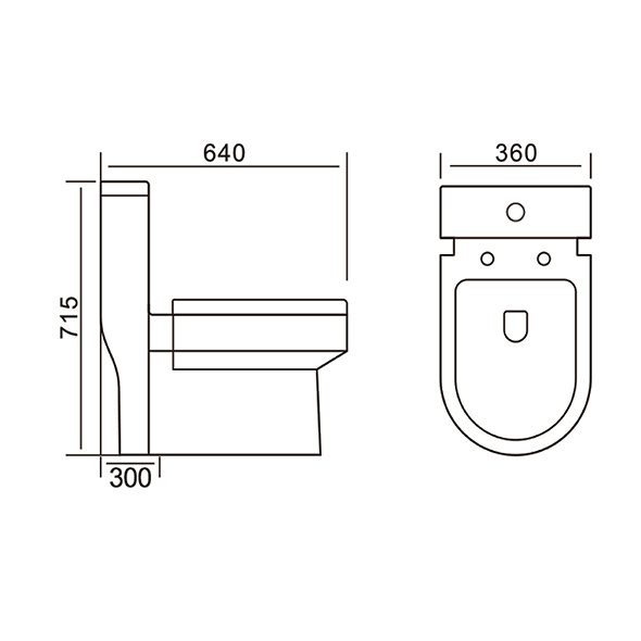S Trap One Piece Commode Efficient Siphonic Toilet 360x640x715mm OR8086