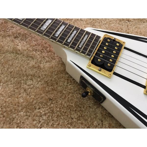 jackson custom guitar White color Golden hardwares Blocks inlay on rosewood fingerboard flying v electric guitar 6 strin