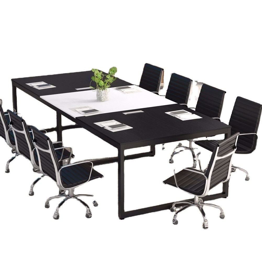 8ft Traditional Design Metal Meeting Room Table and Chairs Set for Small SOHO Office