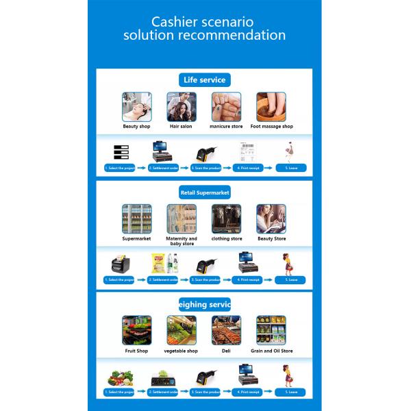 15.6inch Dual Screen Touch All in One POS System with Cash Drawer and Built in 58mm Printer 2GB RAM Supermarket