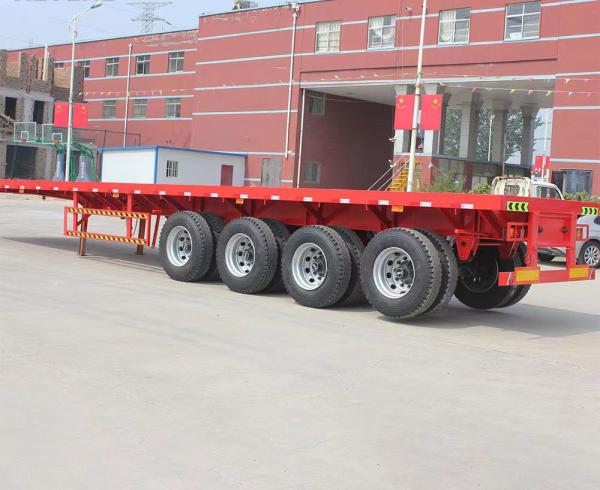 60 Ton 4 Axles Flat Bed Container Truck Trailer For Long Distance Transport