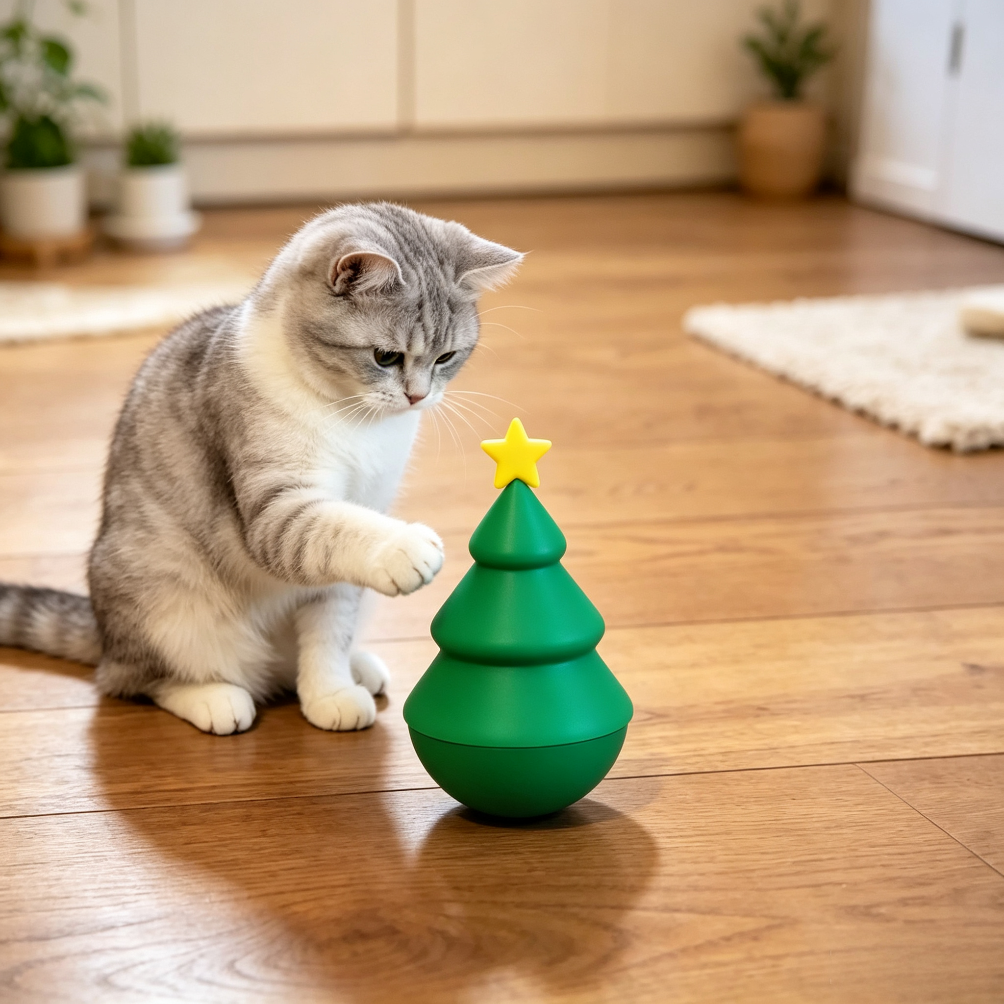 Pine Tree 3D Printed Pet Accessories Removable Fillable Bell Roly Poly Toy
