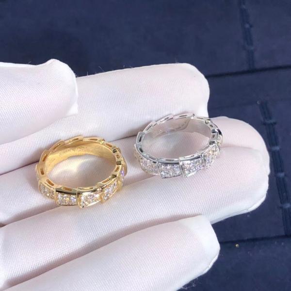 Factory Make BVLGARI Serpenti Viper Ring 18k Gold And Real Diamonds Rose Gold