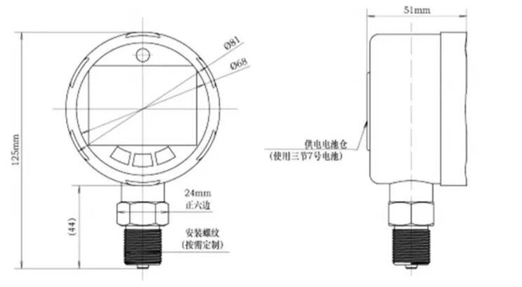 диаметр 60mm шкалы манометра 4.5V YK60 беспроводной цифров отрицательный