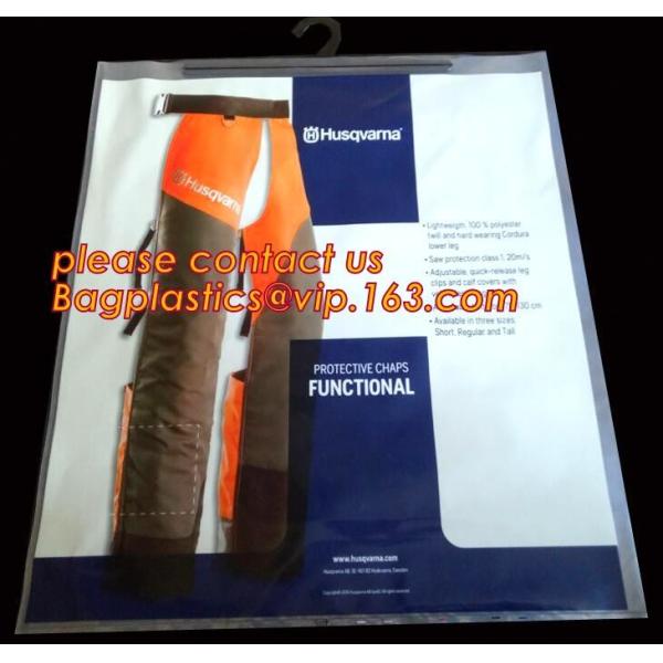 Custom printed PVC Hanger Bags Slider Zipper Bag With Plastic Hook For Underwear Tshirt Clothes,cloth hanger packaging b
