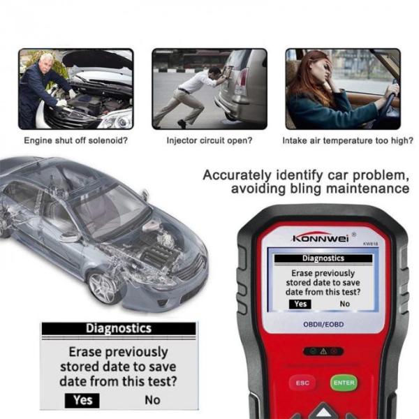Exhaust Gas Sensor Car Engine Diagnostic Tool , Engine Code Reader Konnwei KW818