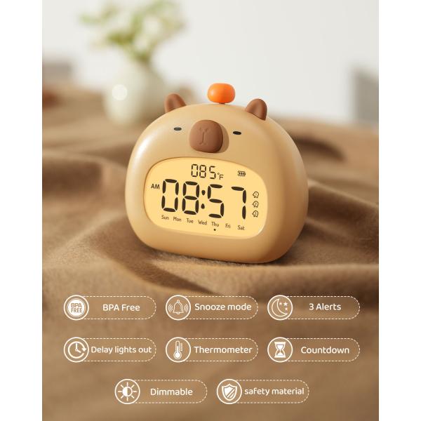 Quartz Motivity Capybara Clock and Unique Design for Kids' Fashion Bedroom Table