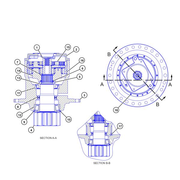 E336GC Excavator Swing Gearbox  Electric Motor Gear Reduction Box 536-7288