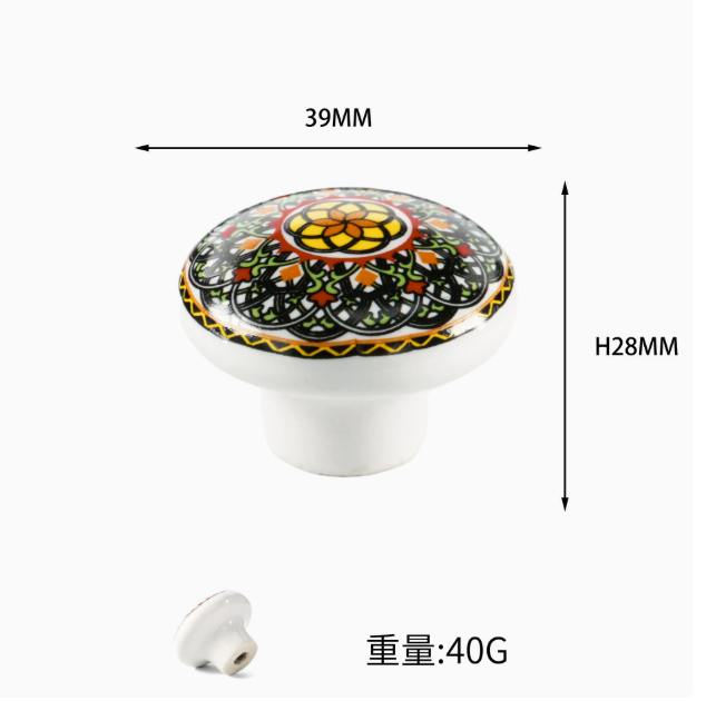 Vintage Bohemian Ceramic Handle Knob Classic Style Cartoon Kitchen Bedroom Drawer Cabinet Door Handle