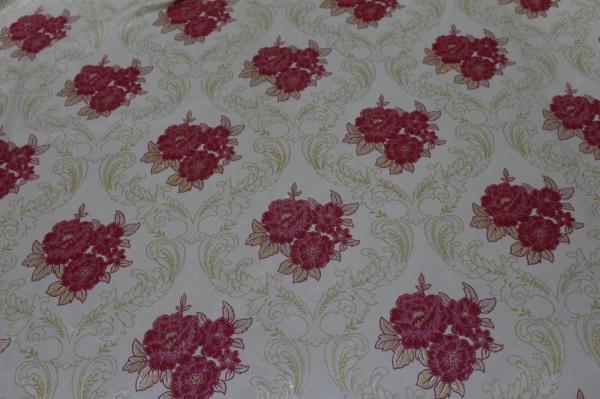 210cm Wide 80gsm Knitted Polyester Tricot Fabric With Red Rose Pattern