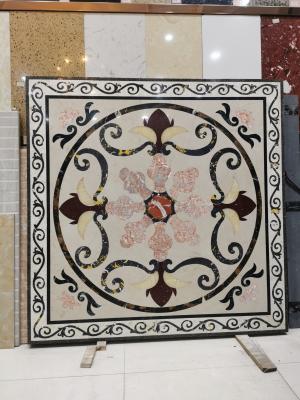 Deluxe Interior Lobby Water Jet Medallion Flower Marble Petterns Decorative Wall