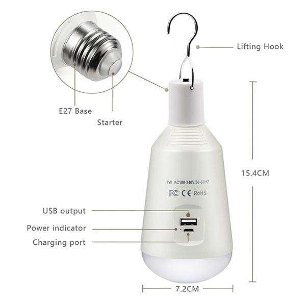 LED Solar Light Solar Bulb with Remote Control Lamp Indoor Waterproof Panel Emergency Plastic Bulb Hook Tent Lantern Outdoor