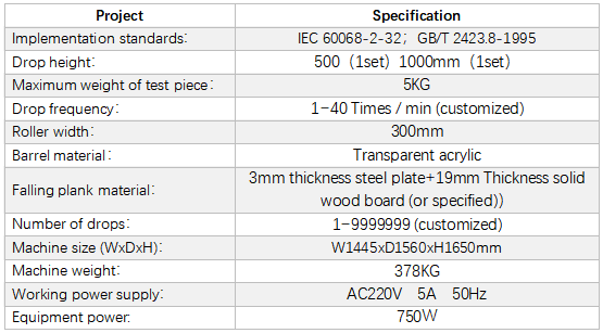 Máquina de ensaio de queda de barril de rolamento