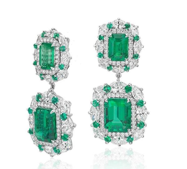925 Sterling Silver Dubai Engagement Women's Earrings with Brazilian Emerald Gemstone