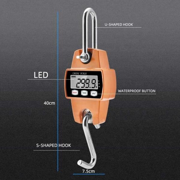 L'écran LCD de support personnalisé Beichen Grue suspendue électrique Balance de poids de bagages 300kg Balances de grue mini