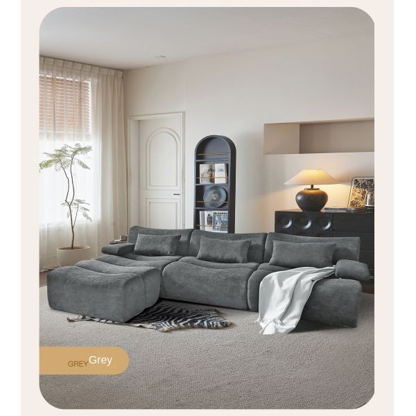 Customized Durable Modular L-Shape Sectional Sofa Set Modern Living Room Couch Sponge Filling Fabric Compressed Couch Apartments