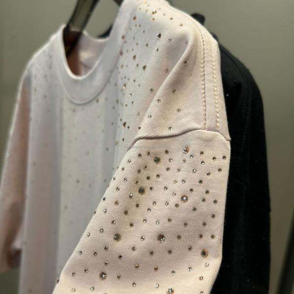 Label Heavyweight Rhinestone T Shirt Custom For Streetwear Over Size Vintage Look