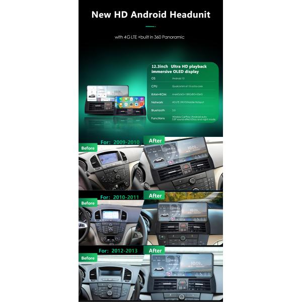 Unidad principal de coche Android de 12,3 pulgadas para Buick Regal 2009-2013