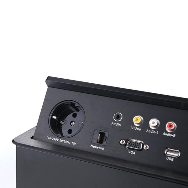 Media Connector Tabletop Flip Up Outlet Furniture Power Data Socket Aluminum Alloy / Plastic Material