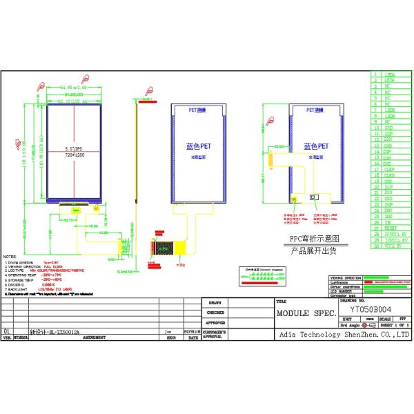 5.0inch lcd display oem 720p 720*1280 lcd module with mipi dsi interface  ILI9881C driver ic display tft panel