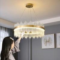 3000K à l'or en laiton de luxe moderne Crystal Chandelier Double Rimmed de plafonniers 6500K
