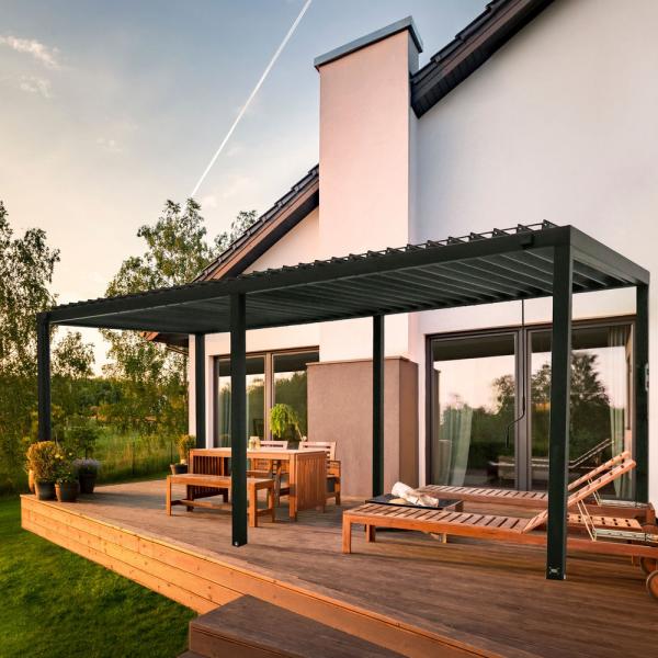 Outdoor Garden Bioclimatic Metal Pergola L20xW10ft with Waterproof Louver Roof System