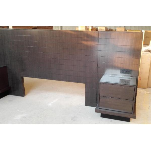 Queen Size Hotel Style Headboards 2 Night Stands Hospitality Case Goods Dark Walnut Color