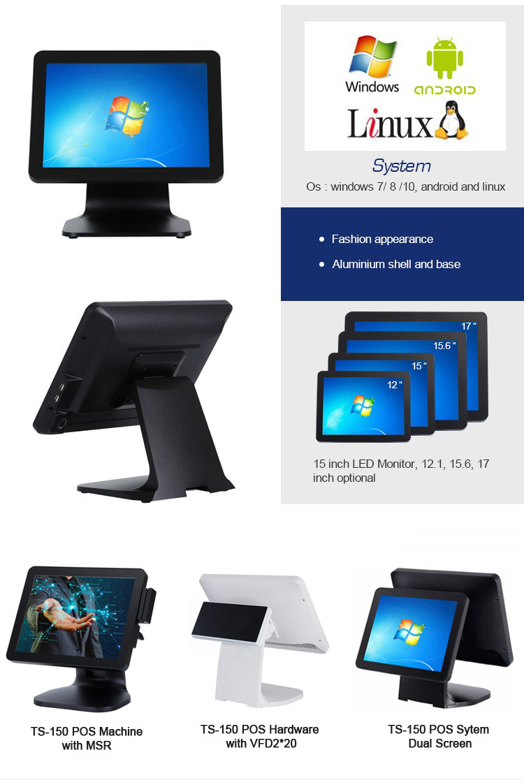 Dual Monitor Tablet POS Machine System Departmental Store Billing Machine