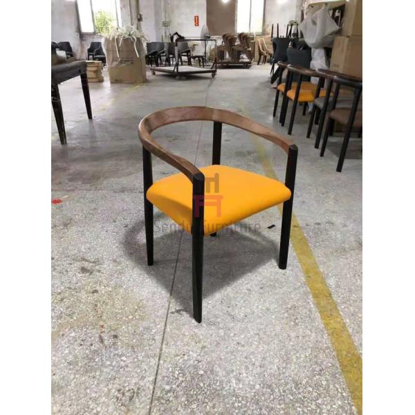 Кожаная обитая древесина золы обедая Backrest стула черный отлакированный изогнутый