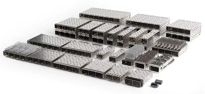 SFP Series Connector Straight Solderless 4 Ports SFP+ Cage, Press-Fit Termination 1x 4 SFP Cage Without Light